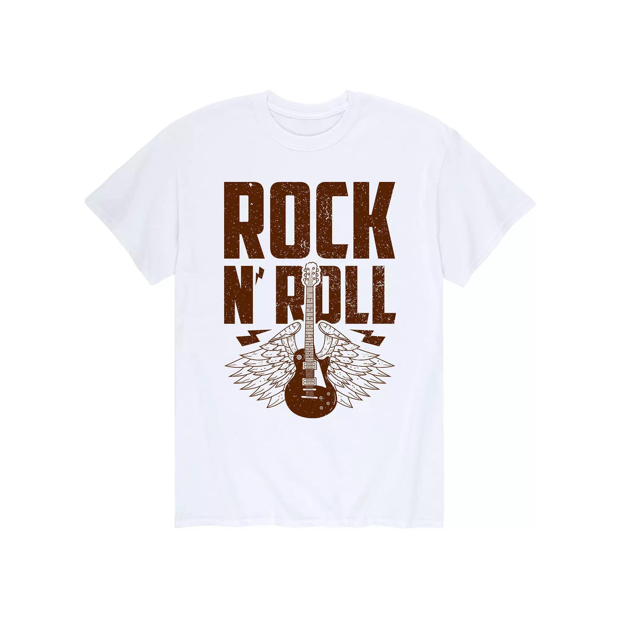 Mens Rock N Roll Guitar Wings Tee Product Image