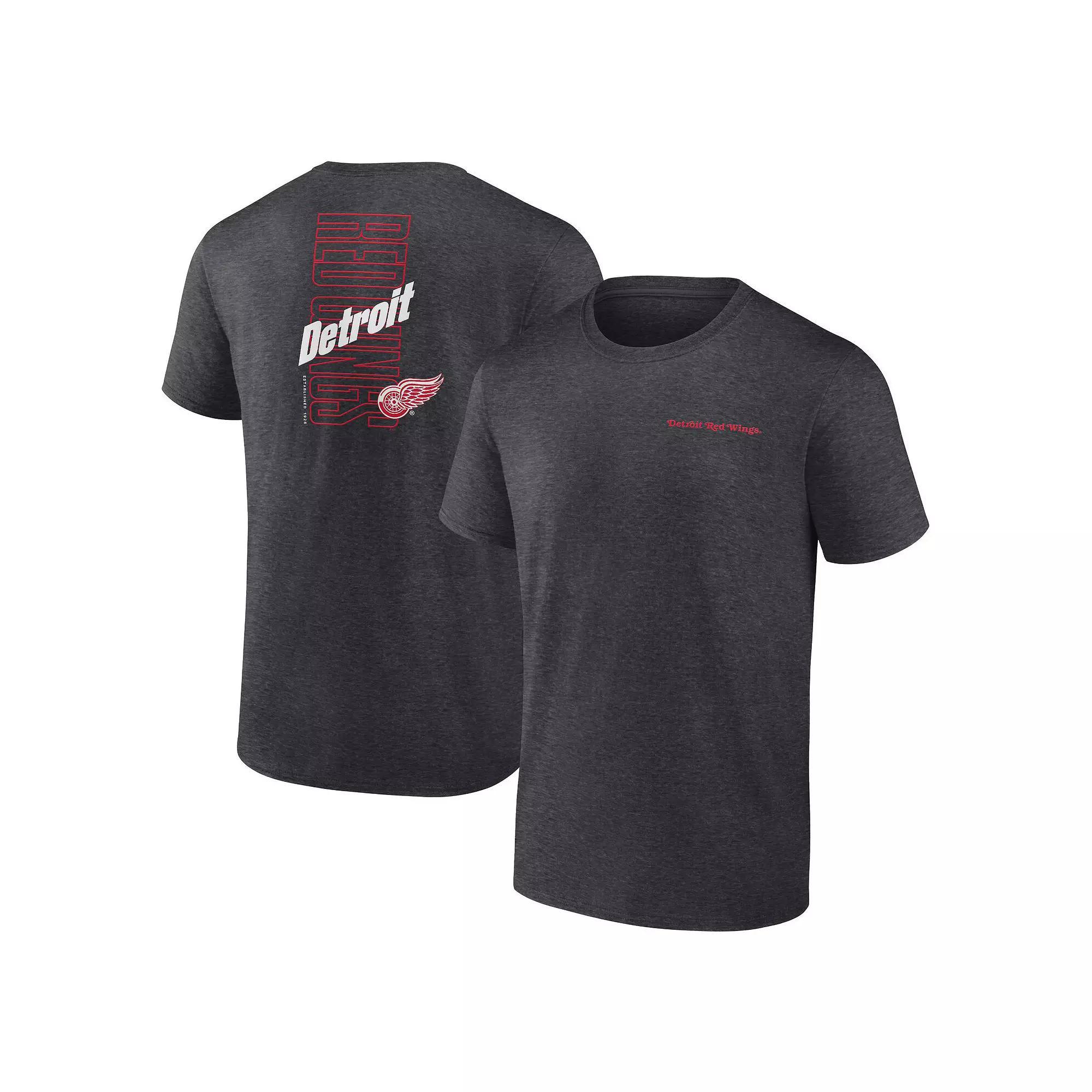 Men's Fanatics Branded Heather Charcoal Detroit Red Wings Backbone T-Shirt, Size: Small Product Image