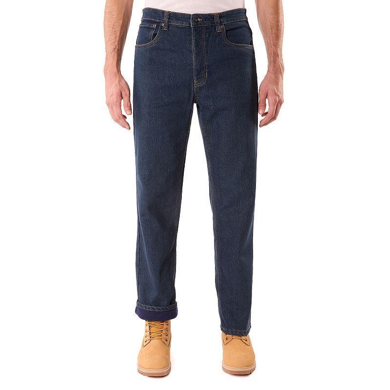 Men's Smith's Workwear Stretch Fleece Lined Jeans, Size: 38 X 32, Dark Vintage Blue Product Image