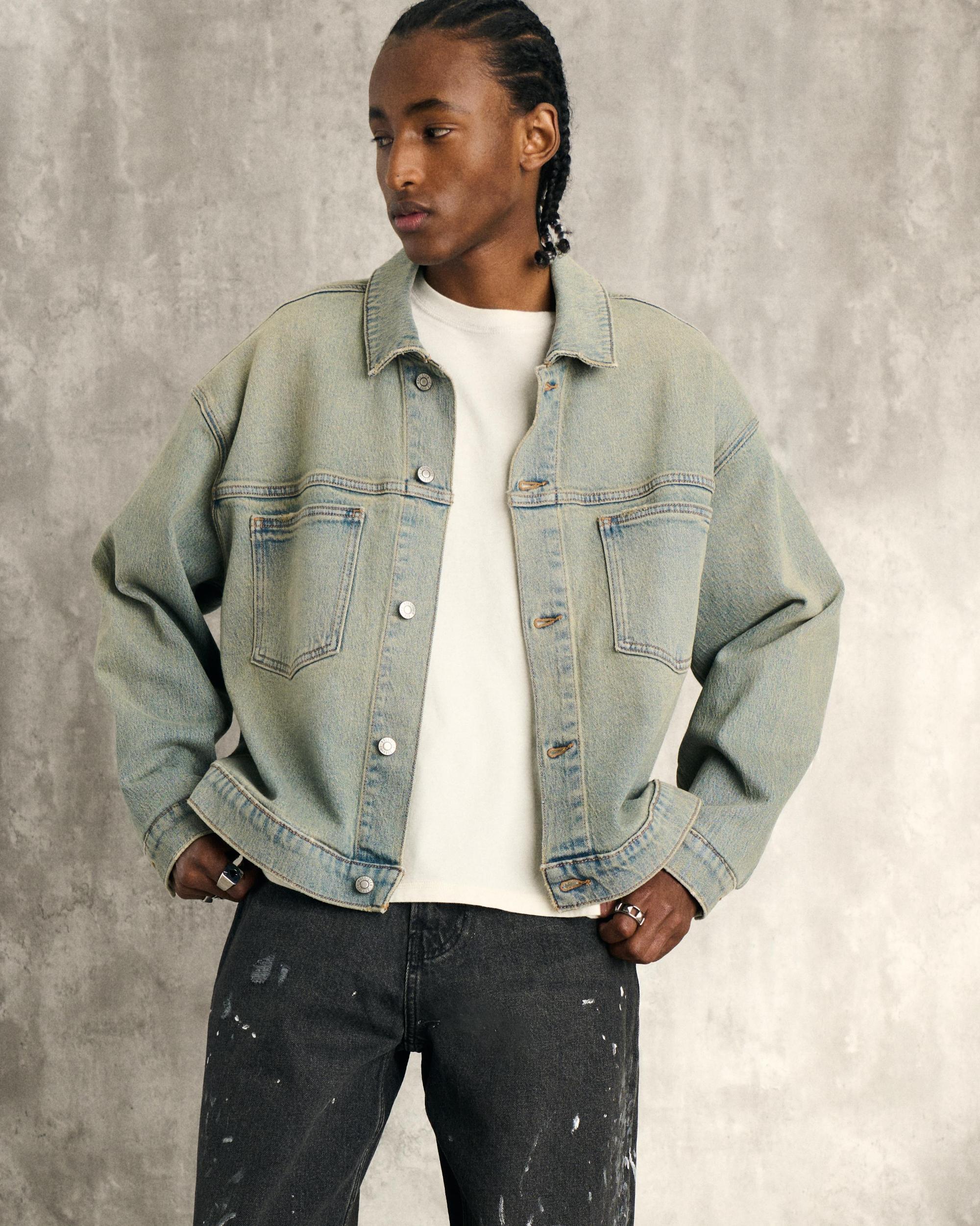 Dark Wash Denim Trucker Jacket Product Image