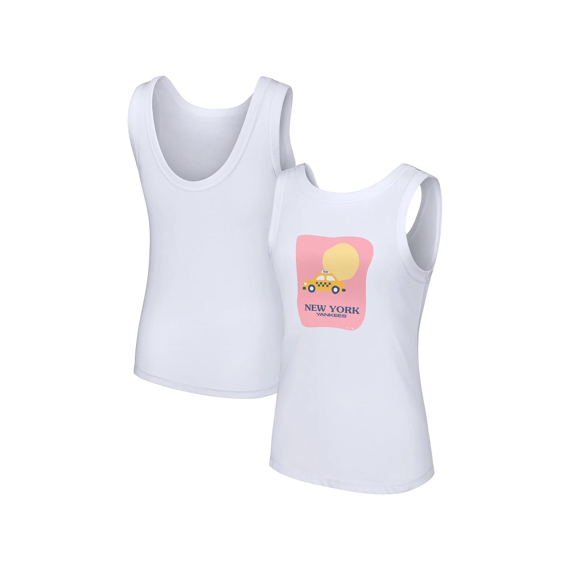 Women's Lusso Style  White New York Yankees Lindy Tank Top, Size: XXL Product Image