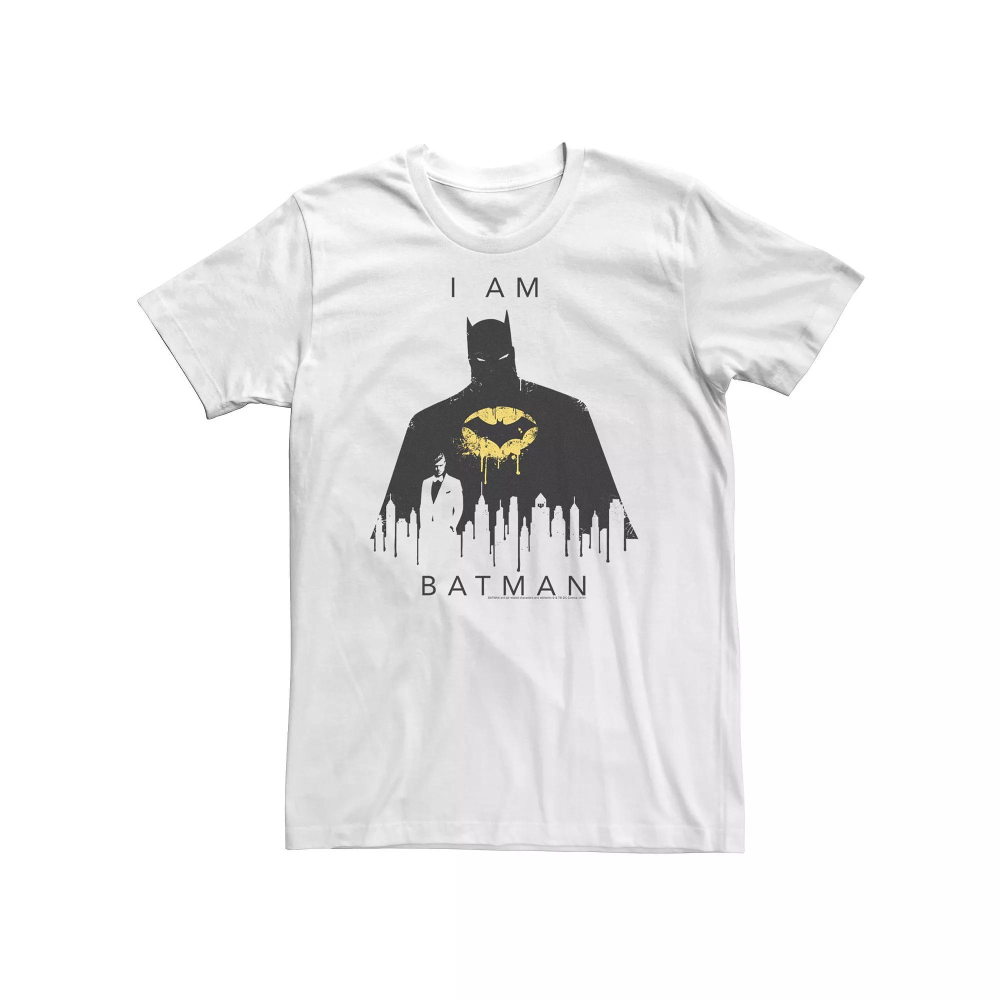 Big & Tall DC Comics "I Am Batman" Skyline Poster Tee, Men's, Size: 4XL Tall, White Product Image