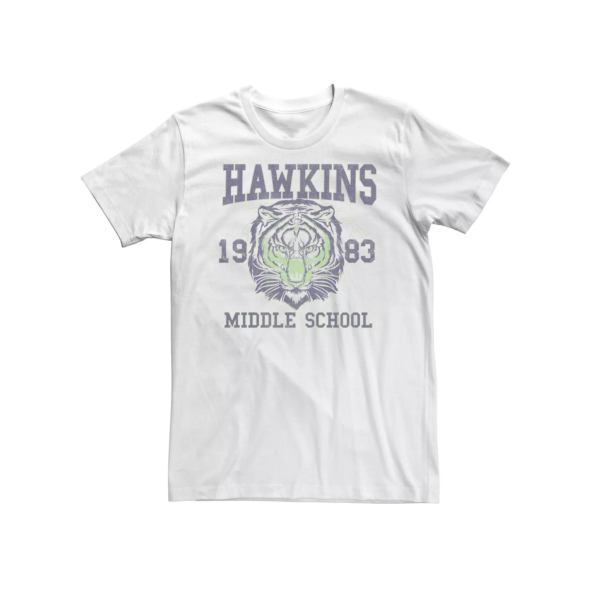 Big & Tall Netflix Stranger Things Hawkins Middle School 1983 Tiger Tee, Men's, Size: 3XL, White Product Image