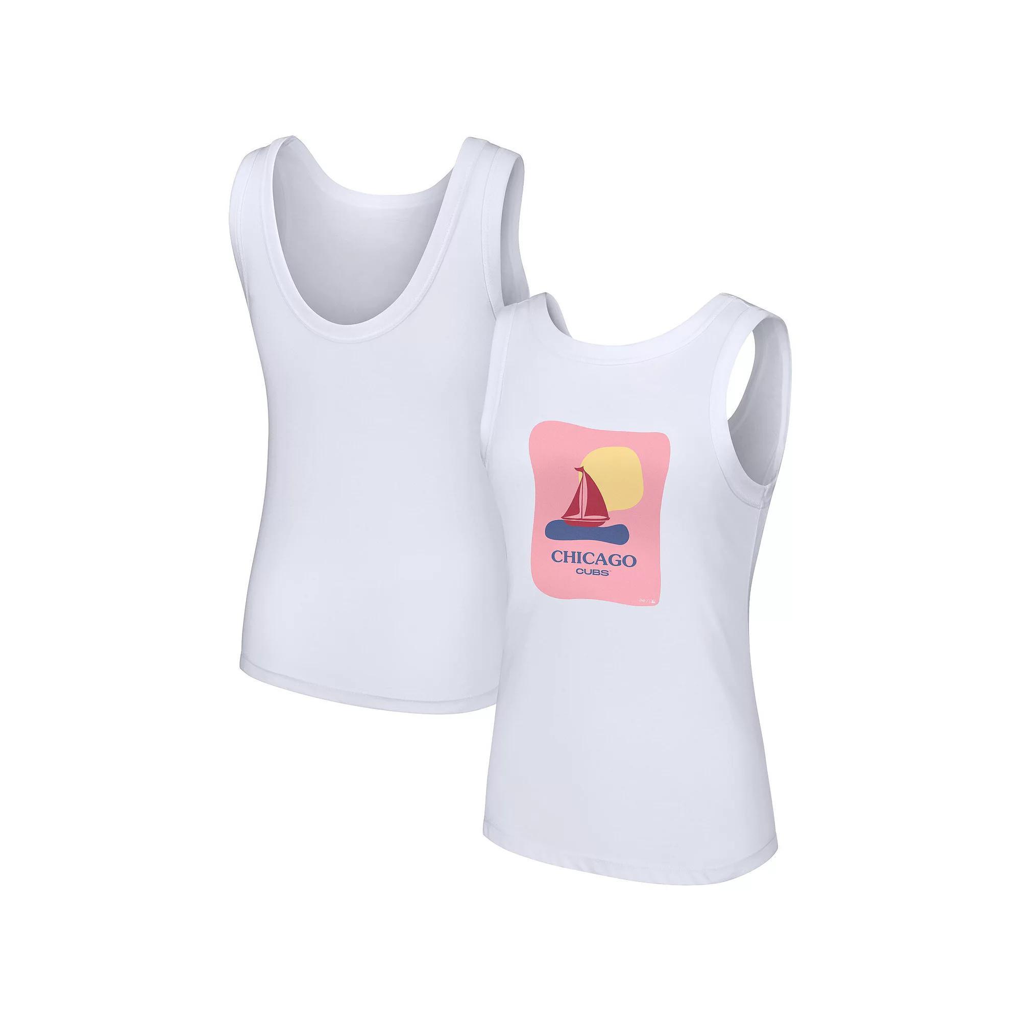 Women's Lusso Style  White Chicago Cubs Lindy Tank Top, Size: XXL Product Image
