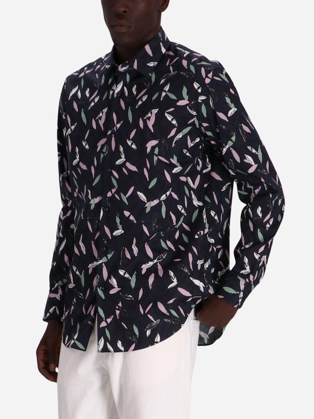 HUGO BOSS Abstract-print Cotton Shirt In Black Product Image