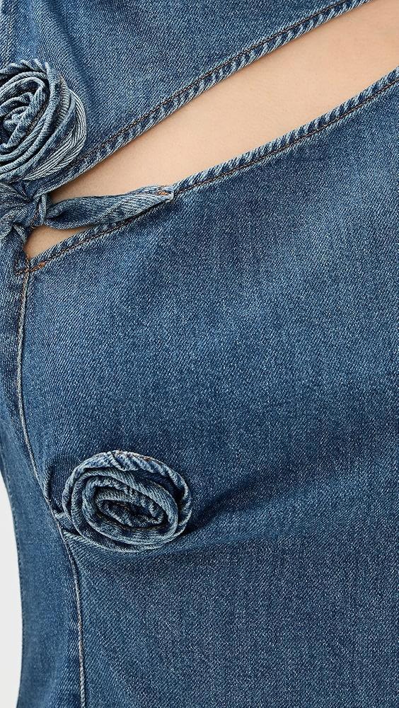 Coperni Denim Asymmetric Flower Mini Dress | Shopbop Product Image