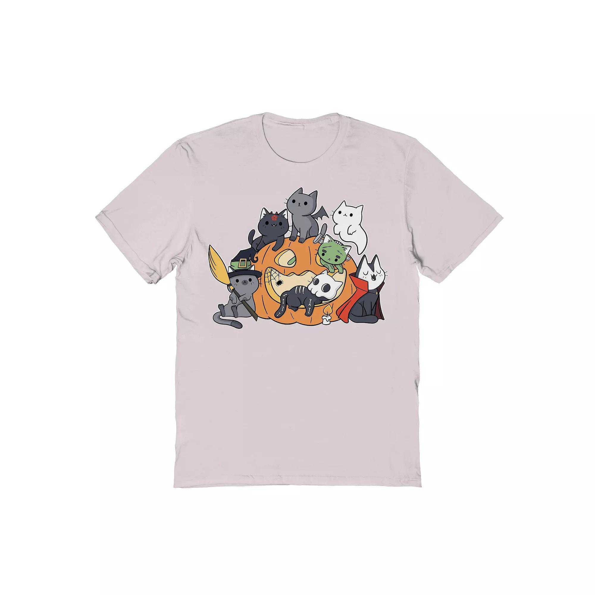 Men's Halloween Kittens Halloween Graphic Tee, Size: Small, Ice Gray Product Image