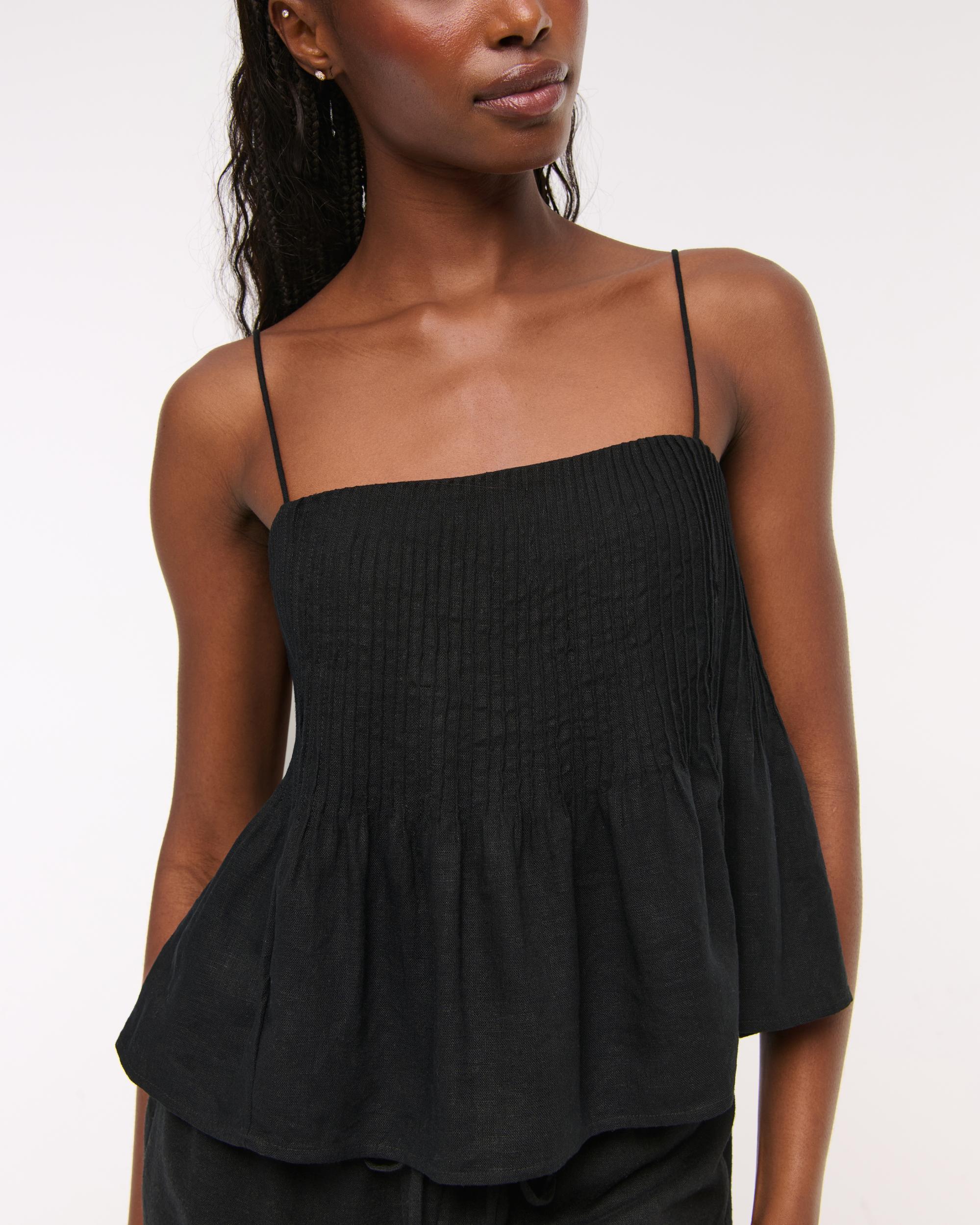 Linen-Blend Pintuck Cami Product Image