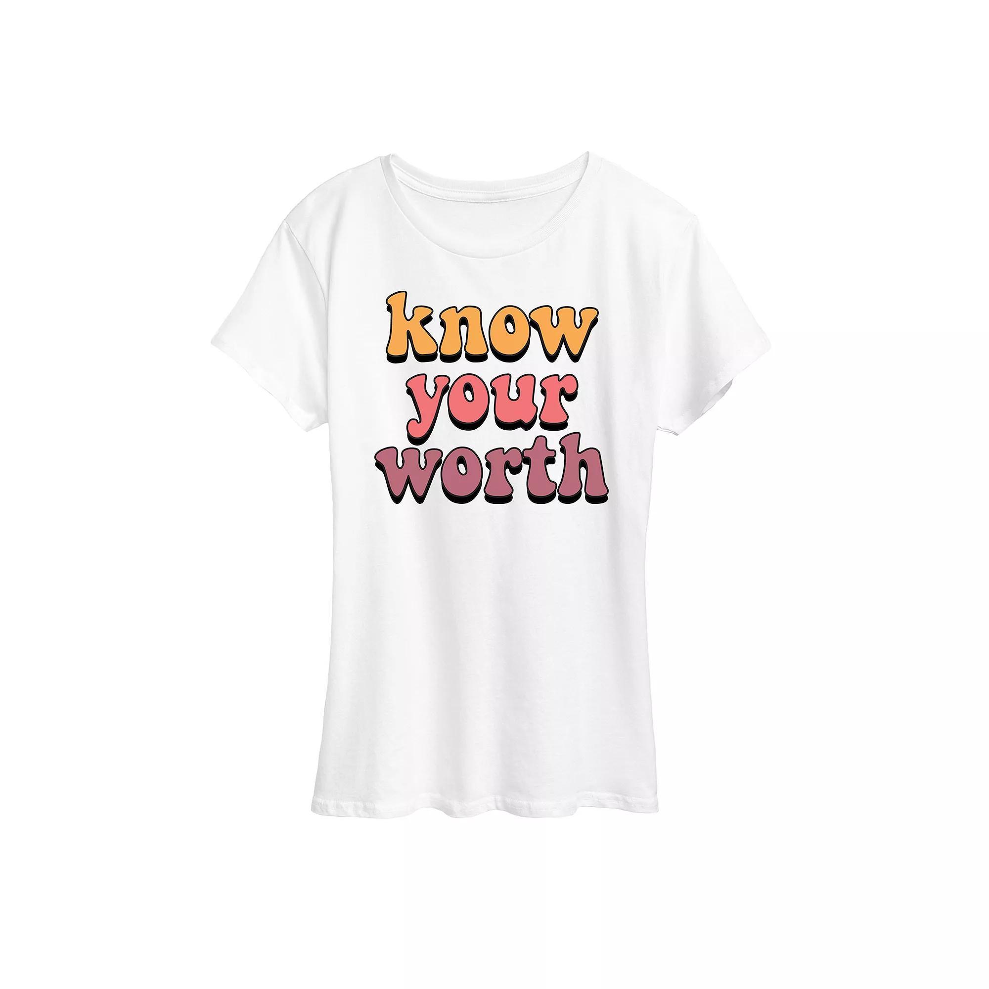 Plus Know Your Worth Graphic Tee, Womens Product Image