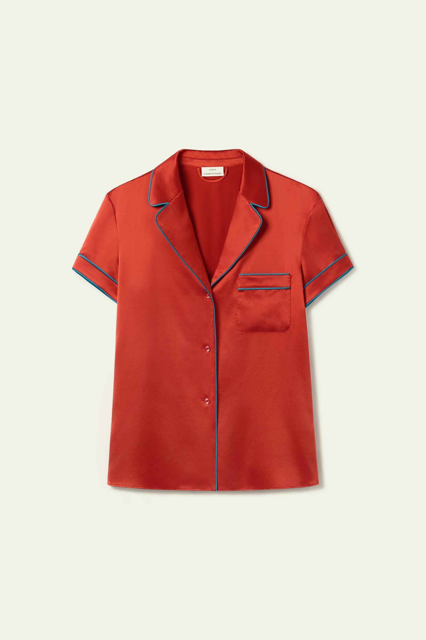 Contrast-Trimmed Silk Shirt Product Image