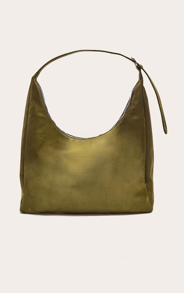 Olive Faux Suede Tote Product Image