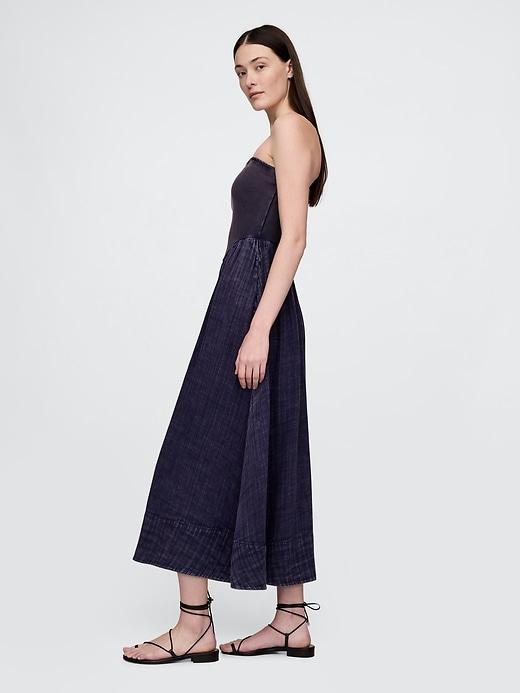 Crinkle Gauze Mixed Media Maxi Dress Product Image