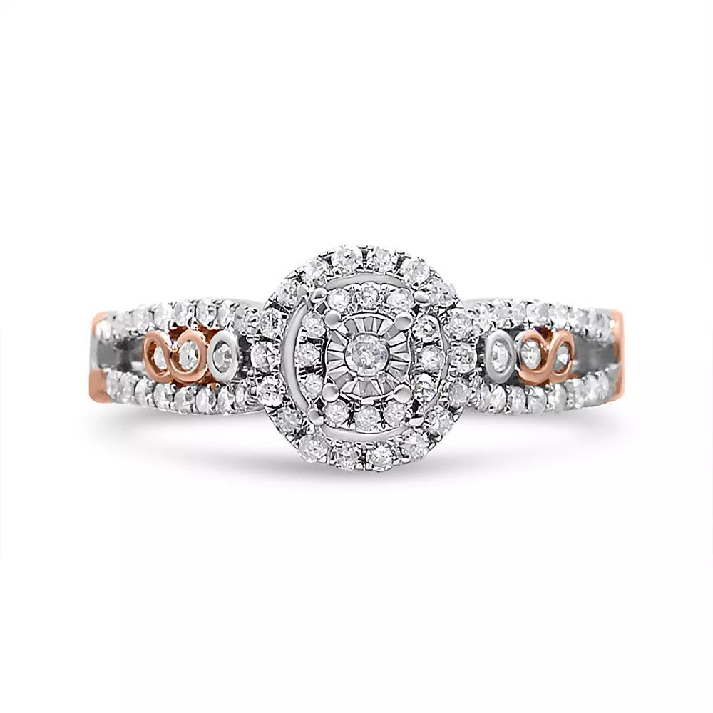 Haus of Brilliance 14k Rose Gold Over Silver 3/8 Carat T.W. Diamond Split Shank Engagement Ring, Women's, Size: 6, Pink Tone Product Image