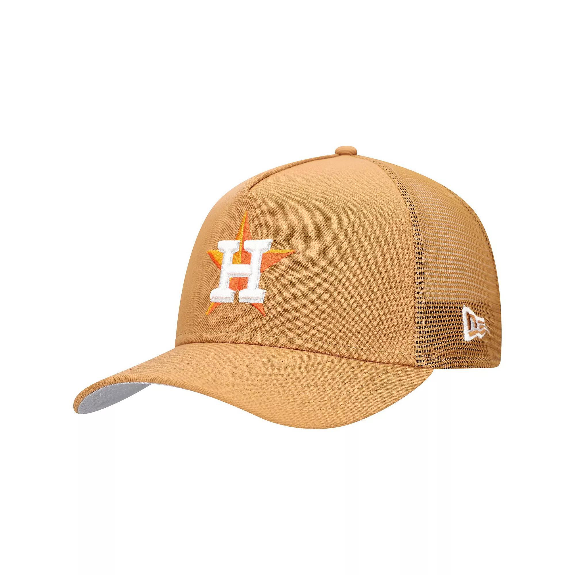 Mens New Era Houston Astros A-Frame Trucker 9FORTY Adjustable Hat Product Image