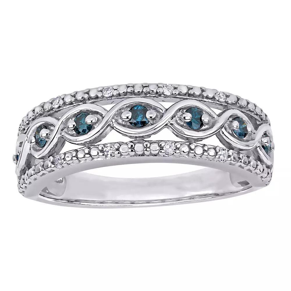 Stella Grace Sterling Silver 1/4 Carat T.W. Blue & White Diamond Infinity Ring, Women's, Size: 8 Product Image