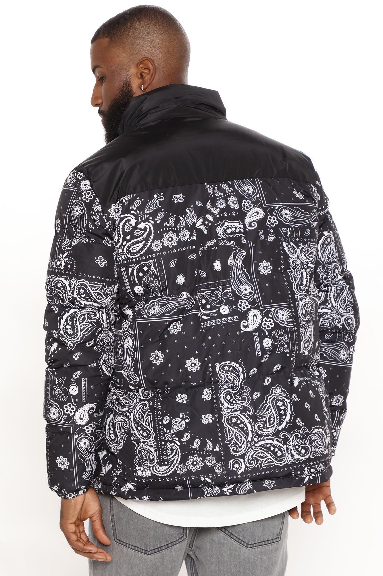 Paisley Puffer Jacket - Black Product Image