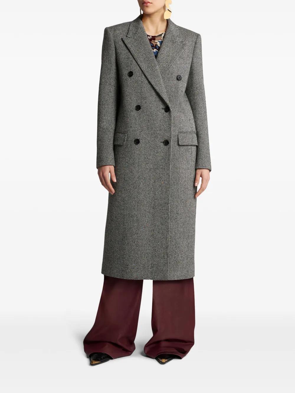 herringbone-pattern double-breasted coat  Product Image