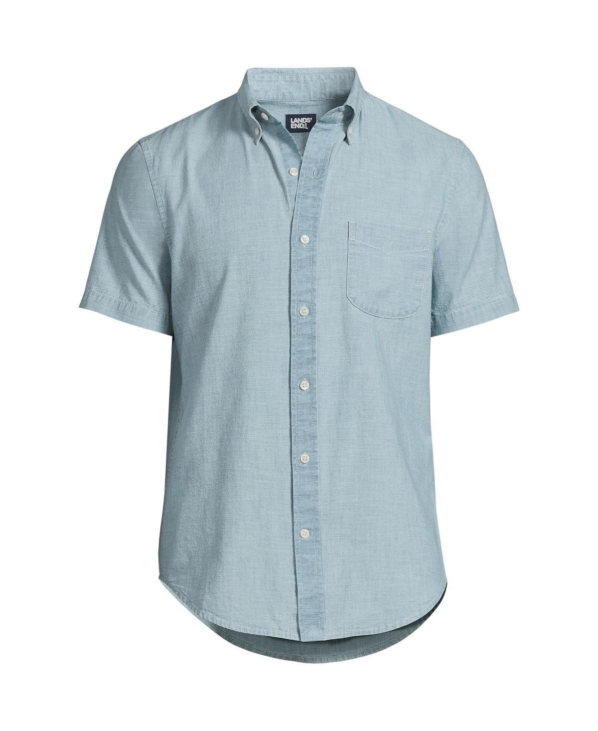 Men's Lands' End Traditional-Fit Chambray Button-Down Shirt, Size: XL, Dark Blue Product Image