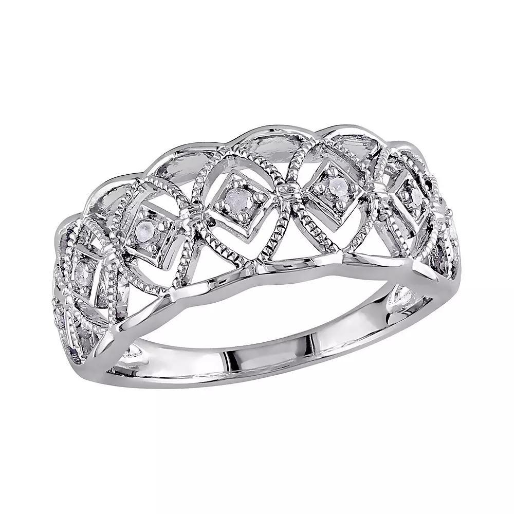 Stella Grace 1/10 Carat T.W. Diamond Sterling Silver Openwork Ring, Women's, Size: 8, White Product Image