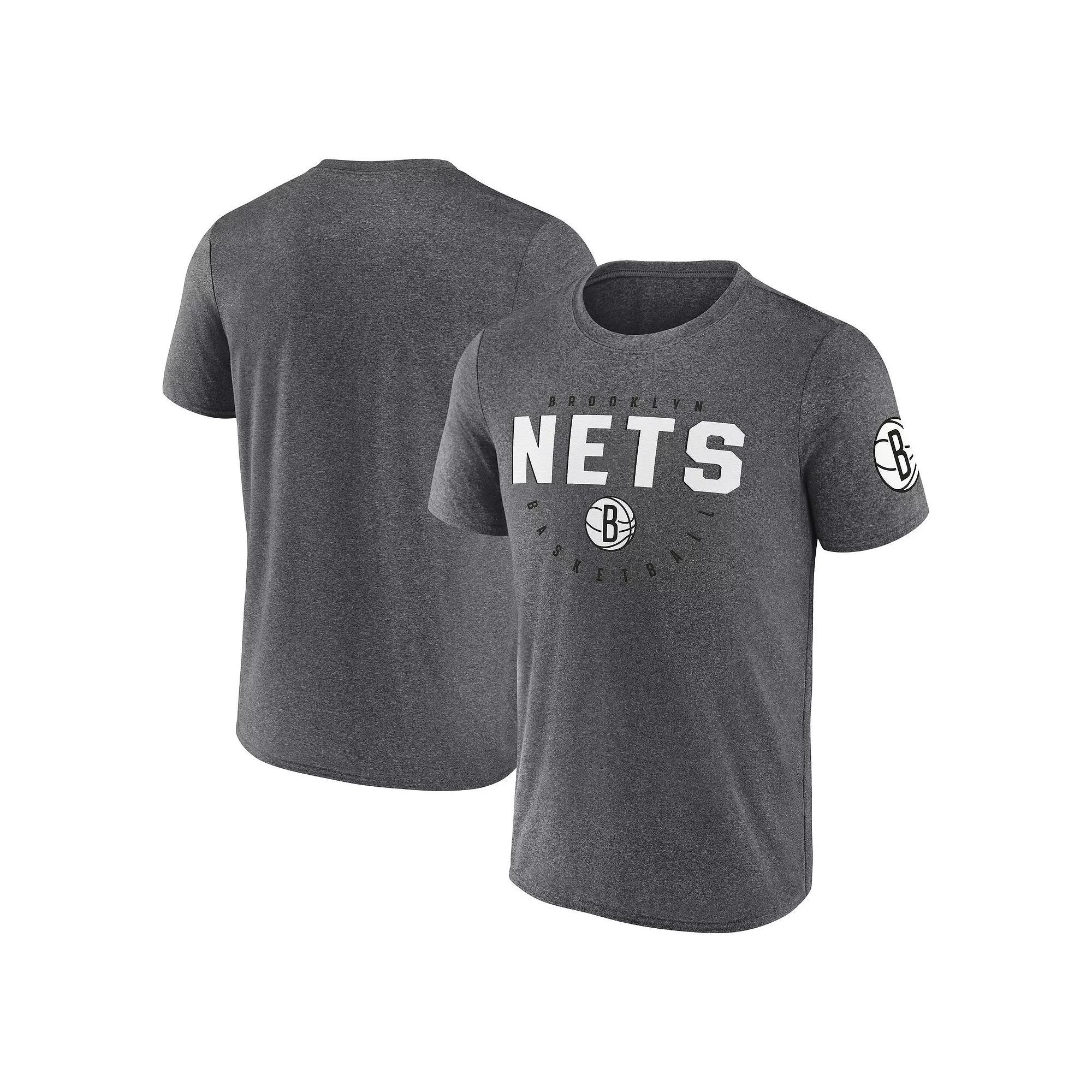 Men's Heather Charcoal Brooklyn Nets Block Practice Performance T-Shirt, Size: 3XL Product Image