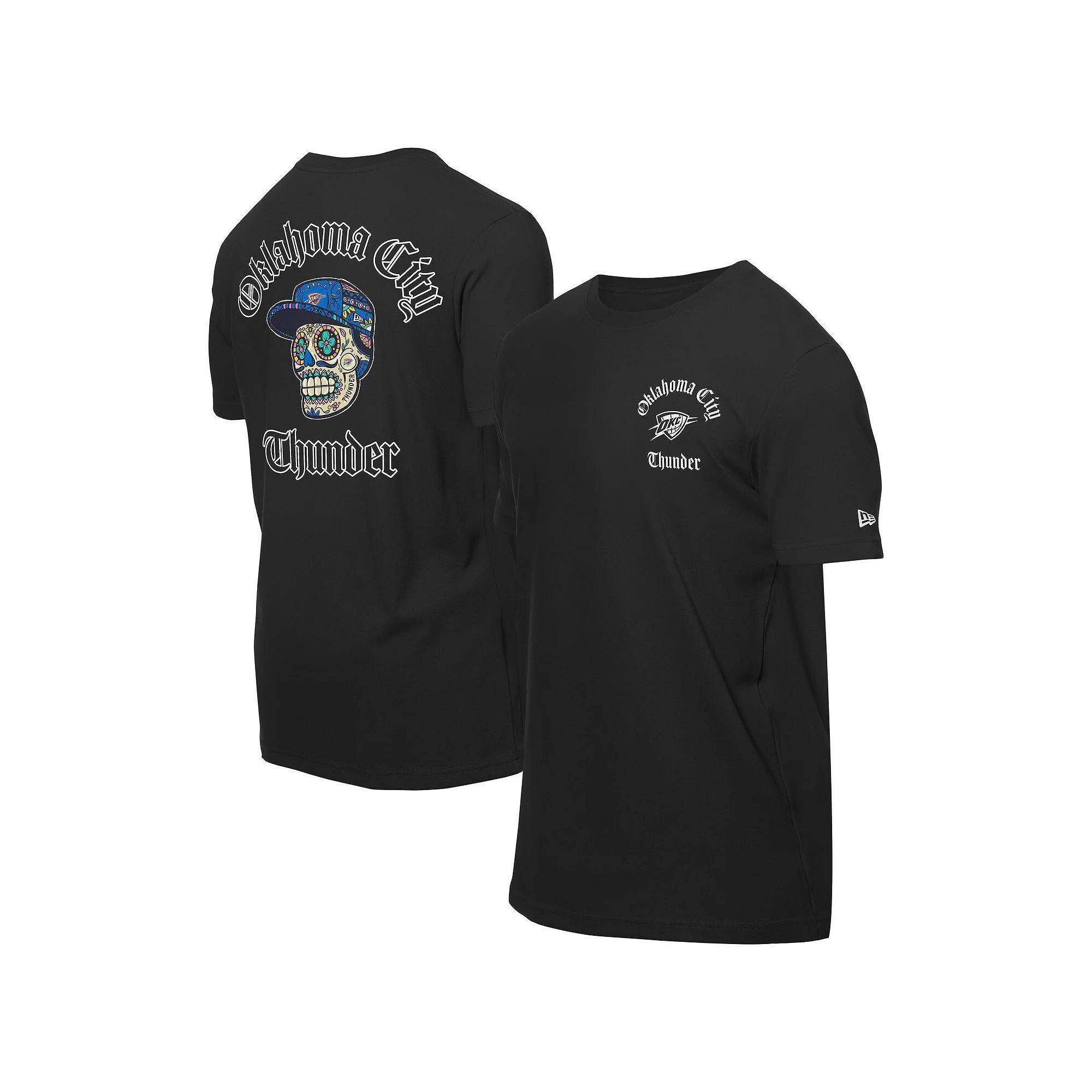 Men's New Era Black Oklahoma City Thunder Sugar Skulls T-Shirt, Size: Large Product Image