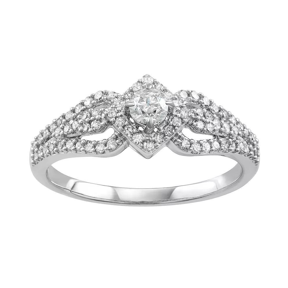 14k White Gold 1/2 Carat T.W. Diamond Engagement Ring, Women's, Size: 6, 14k Whgold Product Image