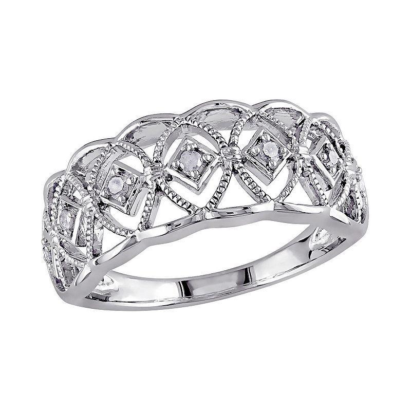 Stella Grace 1/10 Carat T.W. Diamond Sterling Silver Openwork Ring, Women's, Size: 8, White Product Image
