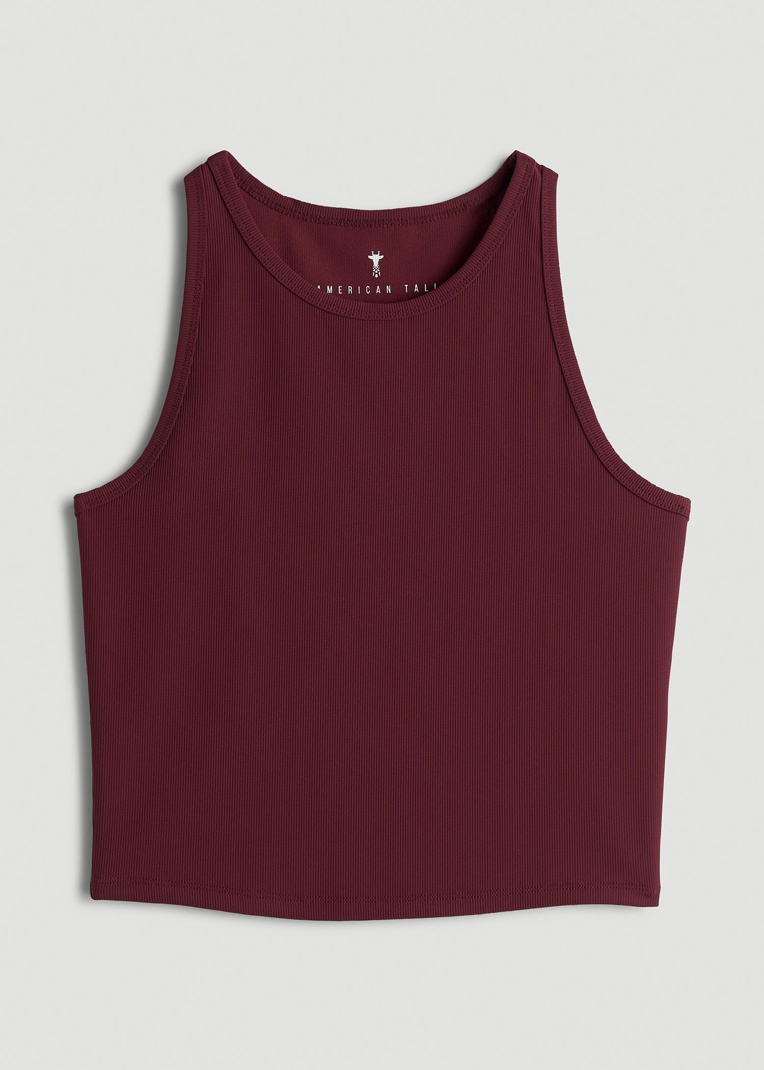 Cropped Ribbed Tank Top for Tall Women in Tawny Port Product Image