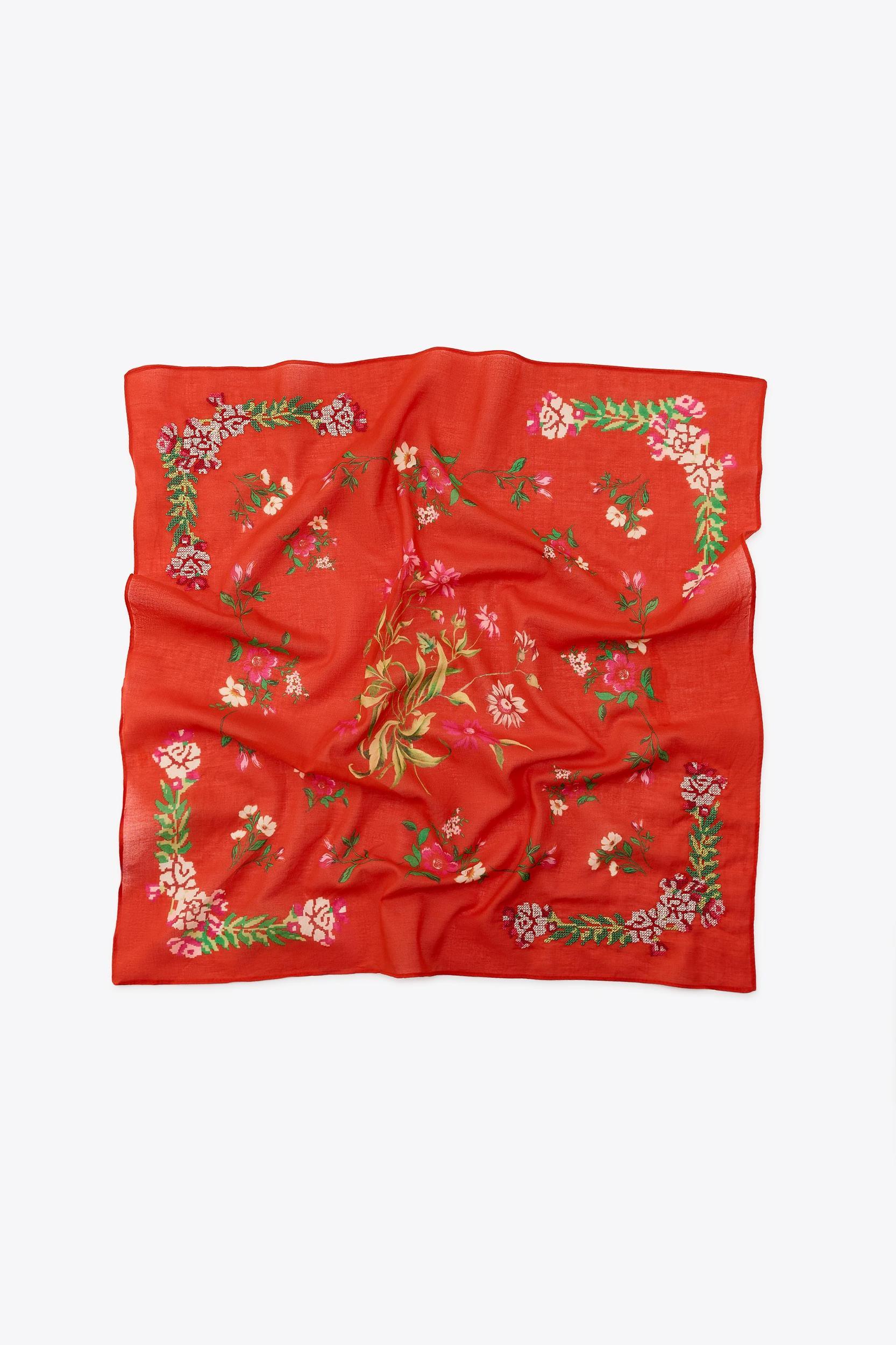 EMBROIDERED COTTON SCARF Product Image