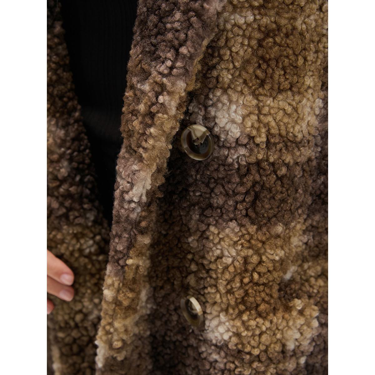 Plus Size Plaid Pocket Double Breasted Teddy Coat Women Tan Casual Pocket Ladies Dailywear Winter Coats BloomChic 22-24/3X Product Image
