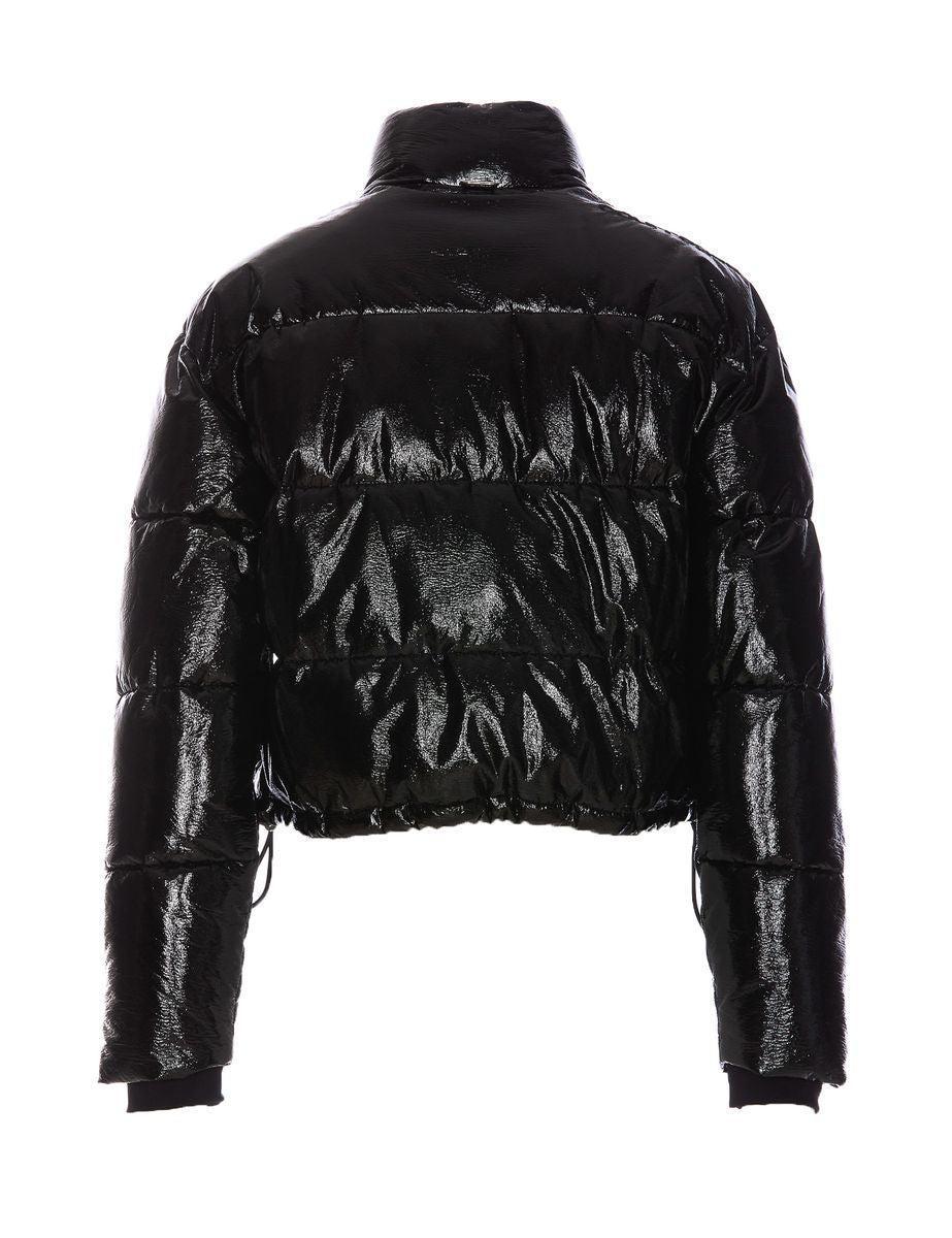 COURRÈGES Cropped Vinyl Down Jacket In Black Product Image