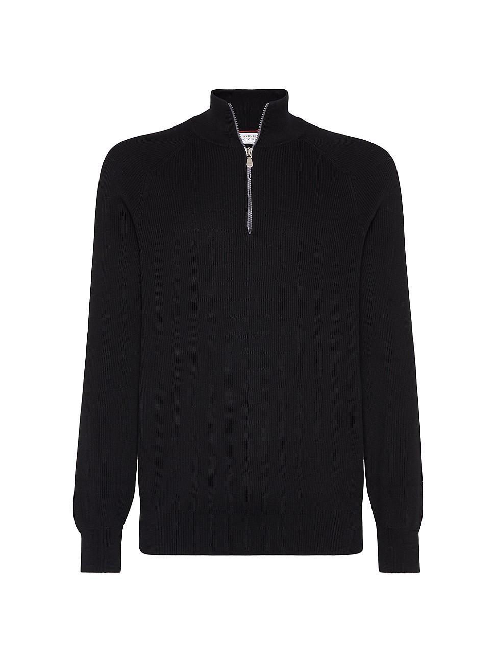 Mens Cotton English Rib Sweater with Half Zip Product Image