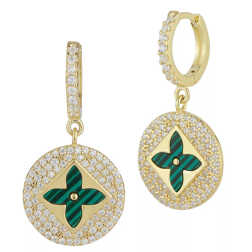 Sunkissed Sterling Gemstone & Cubic Zirconia Clover Earrings, Womens, Silver Tone White Product Image