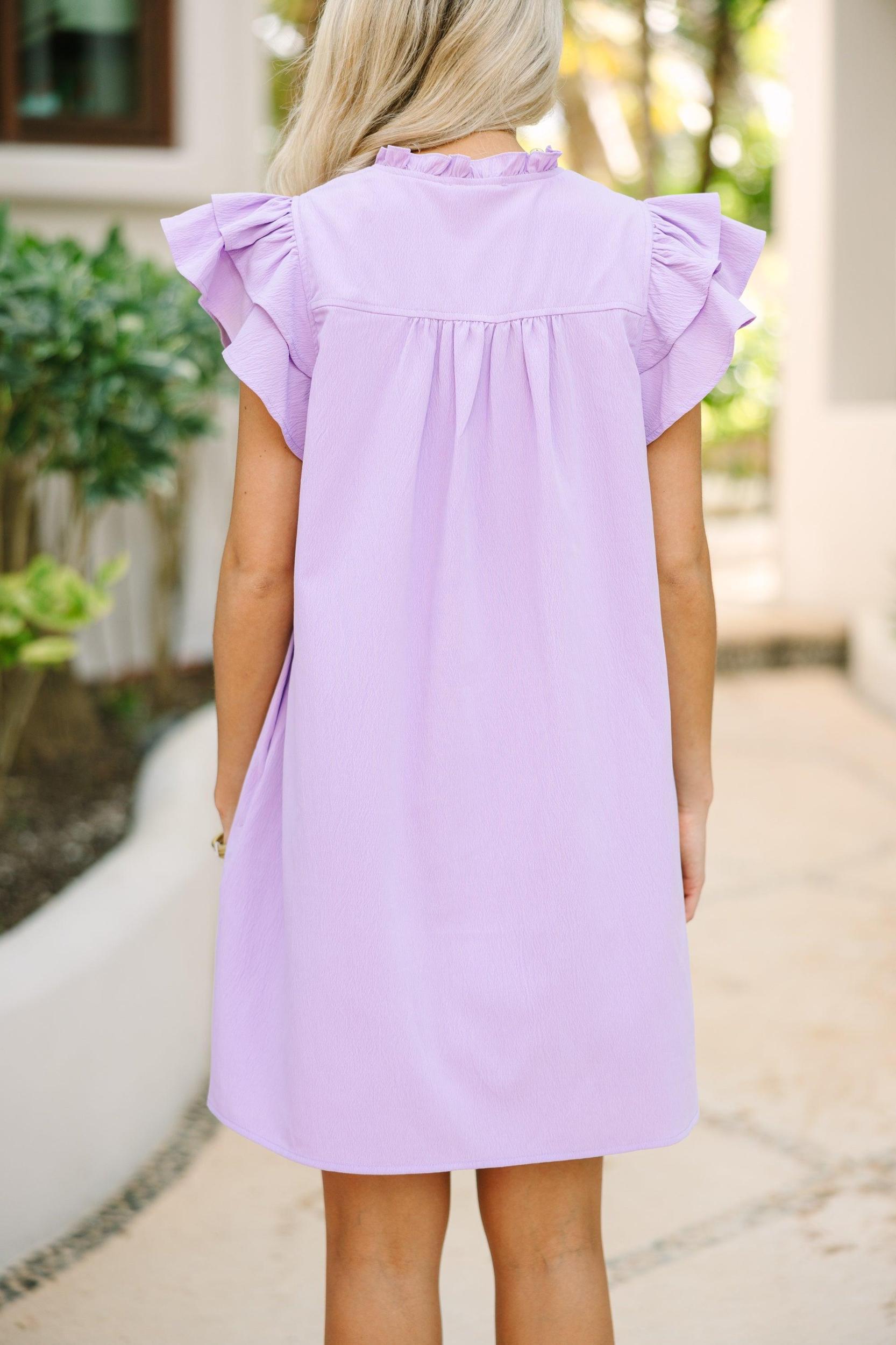 Rise To The Occasion Lilac Purple Ruffled Dress Female Product Image