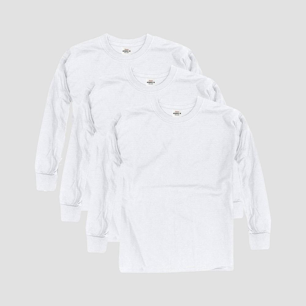 Hanes Kids' Comfort Soft 3pk Long Sleeve T-Shirt - Gray M Product Image