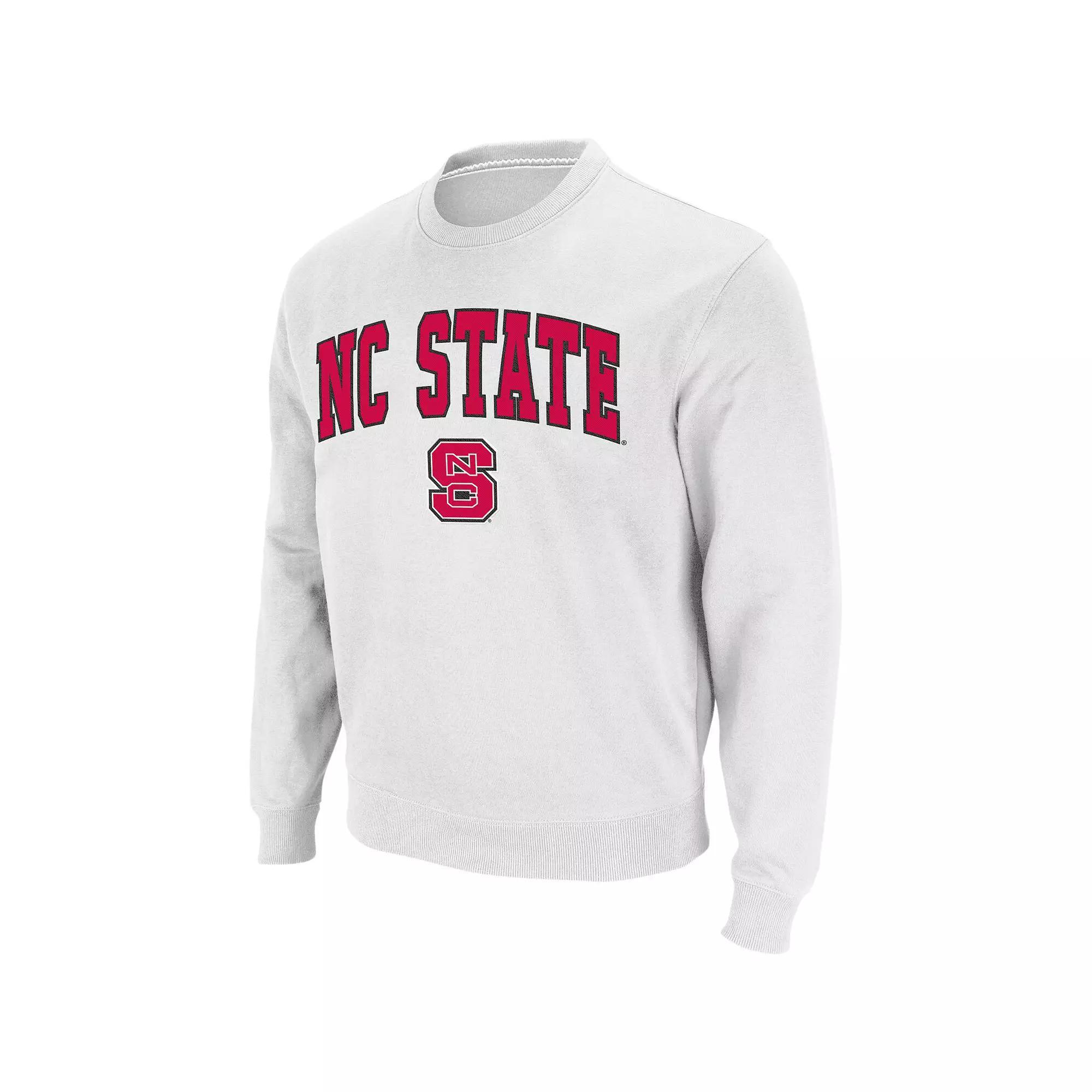 Men's Colosseum White NC State Wolfpack Arch & Logo Crew Neck Sweatshirt, Size: Medium, Nst White Product Image