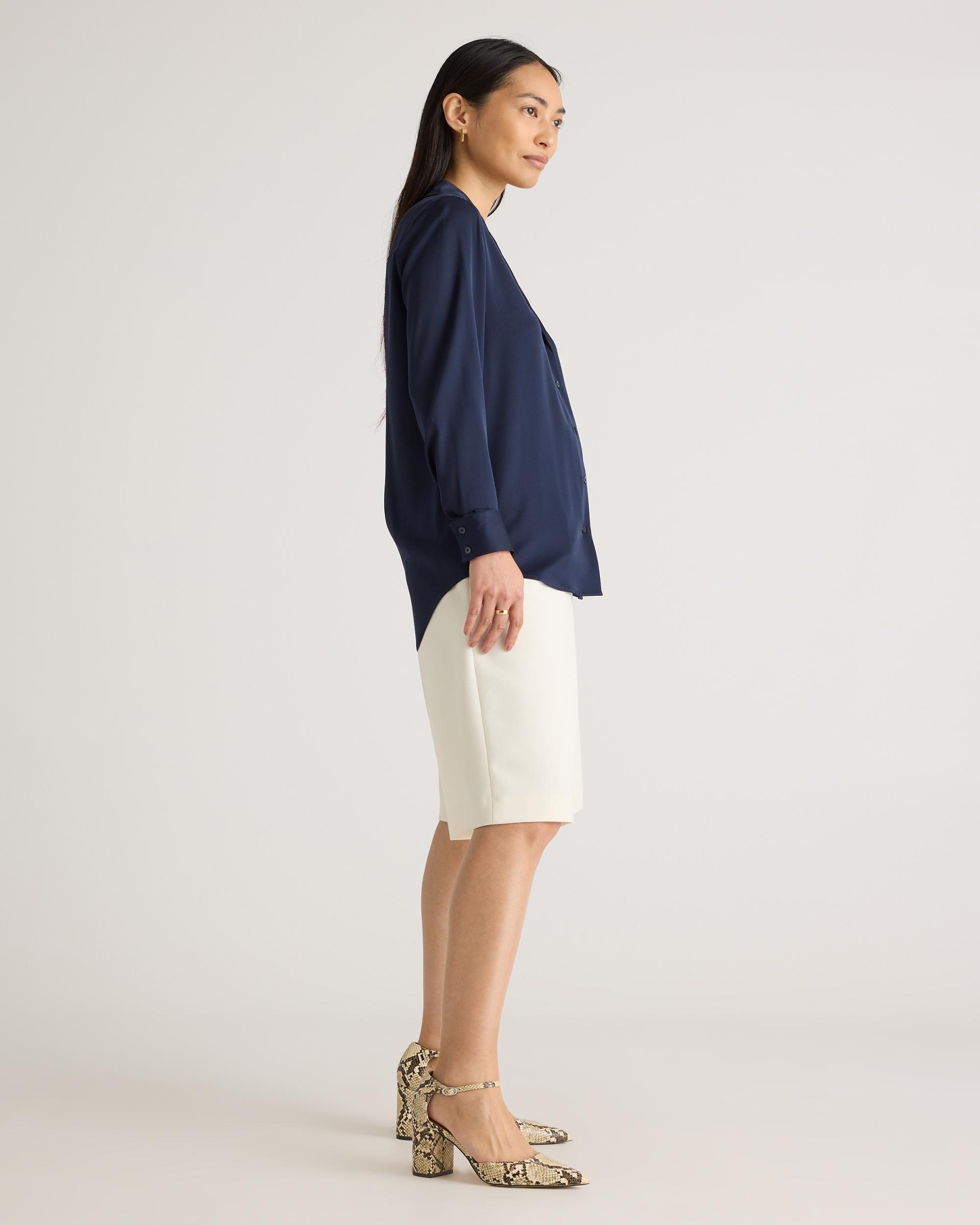 Quince | Women's 100% Washable Silk Stretch Notch Collar Blouse Size XS Product Image