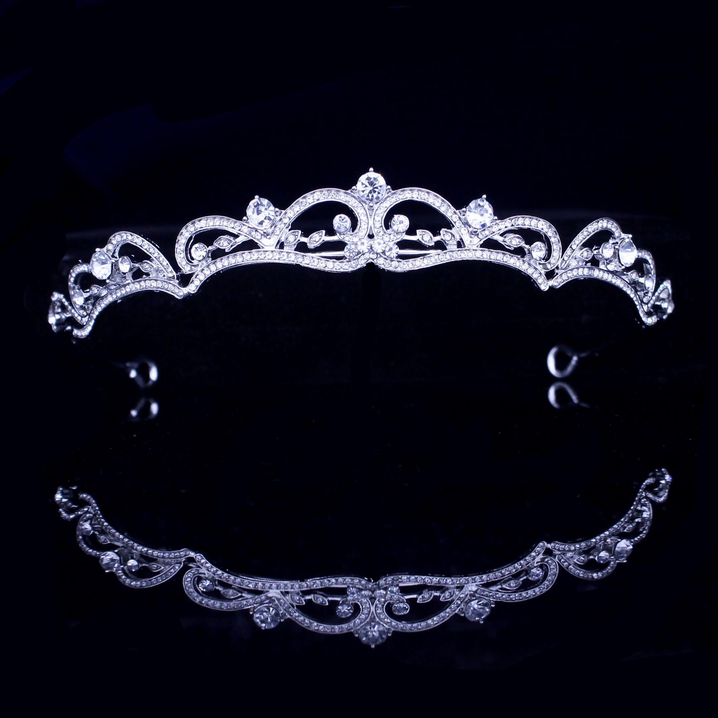 "Anya" - Rhinestone Bridal Tiara - Available in Silver, Rose Gold and Yellow Gold Product Image