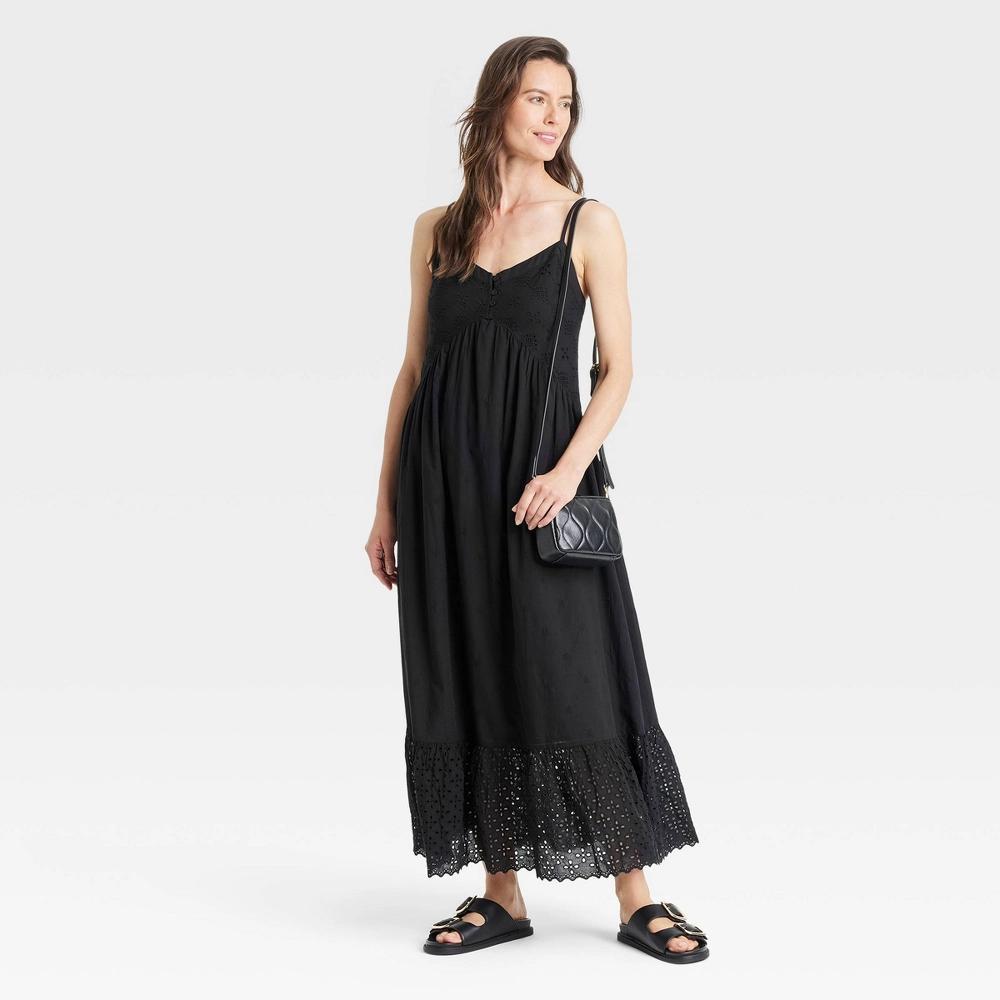 Womens Eyelet Maxi Sundress - Universal Thread Black XS Product Image
