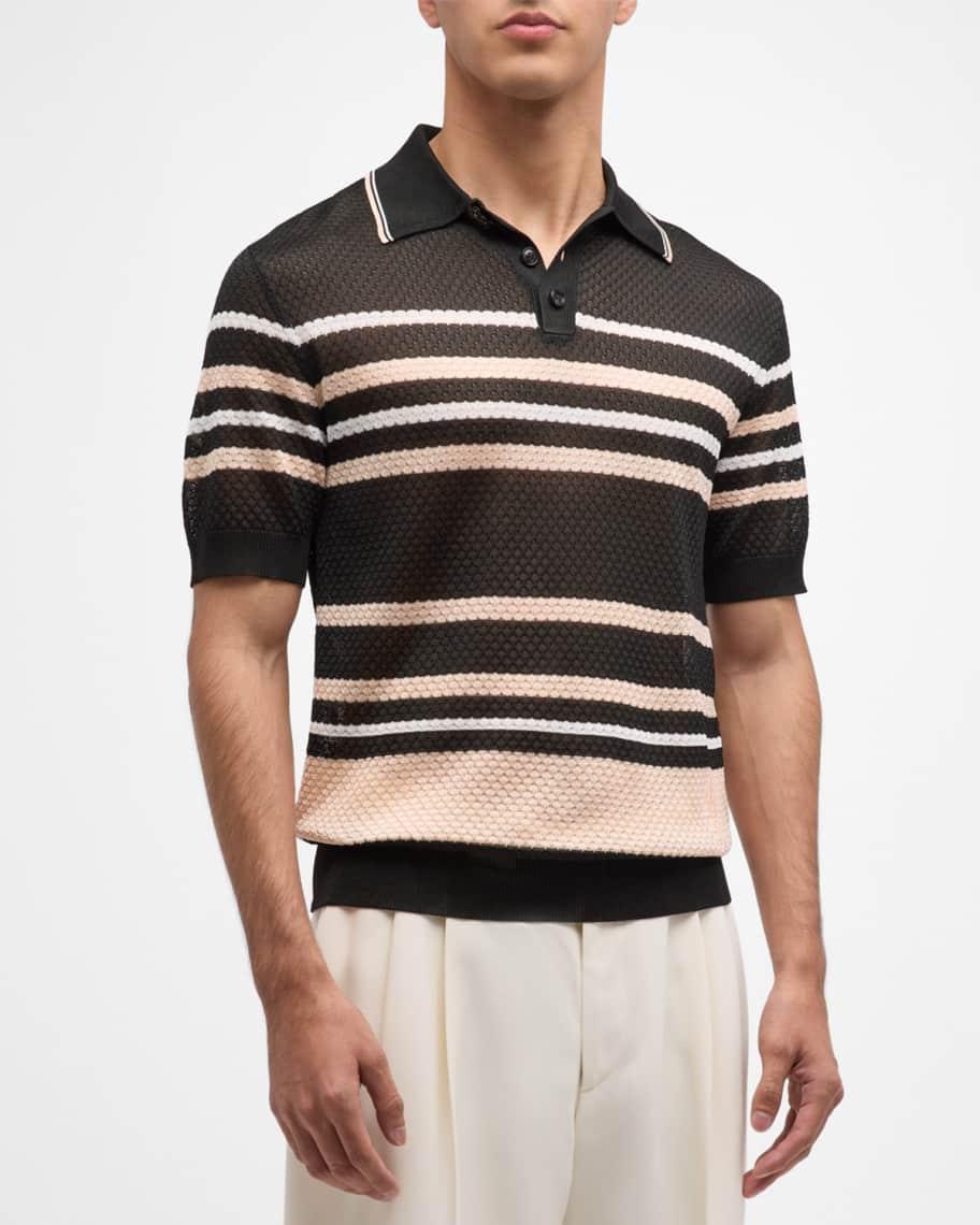 Amiri Striped Polo in Brown Product Image