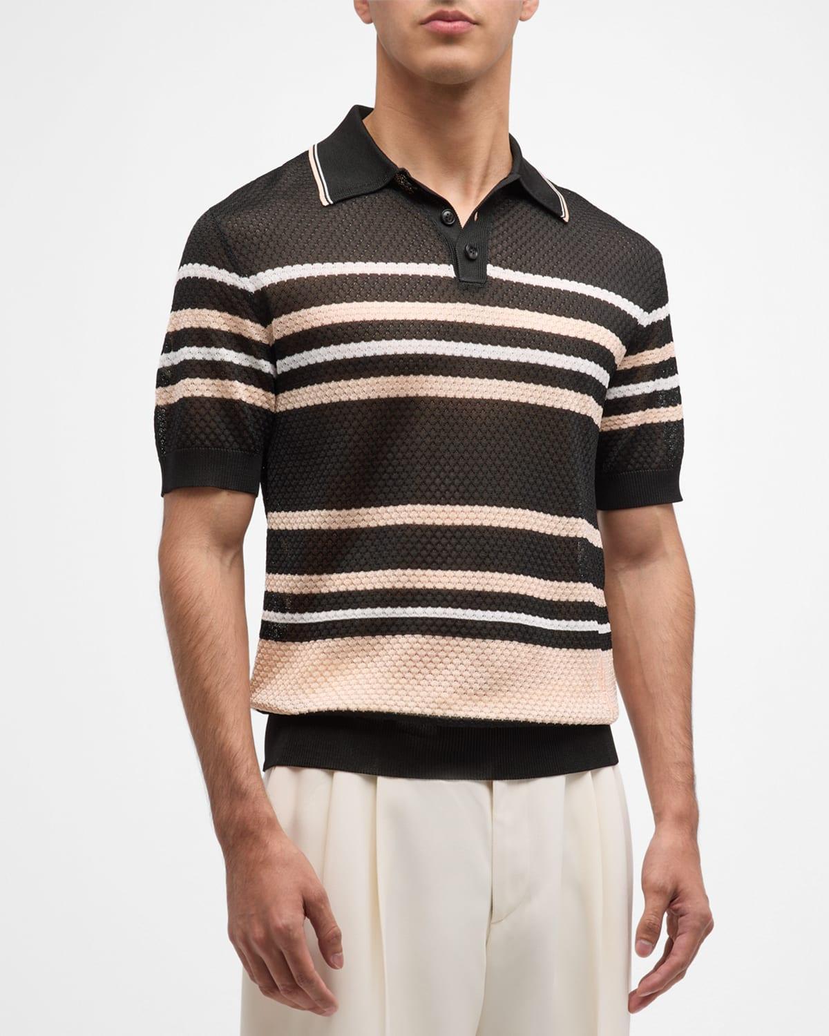 Amiri Striped Polo in Brown Product Image