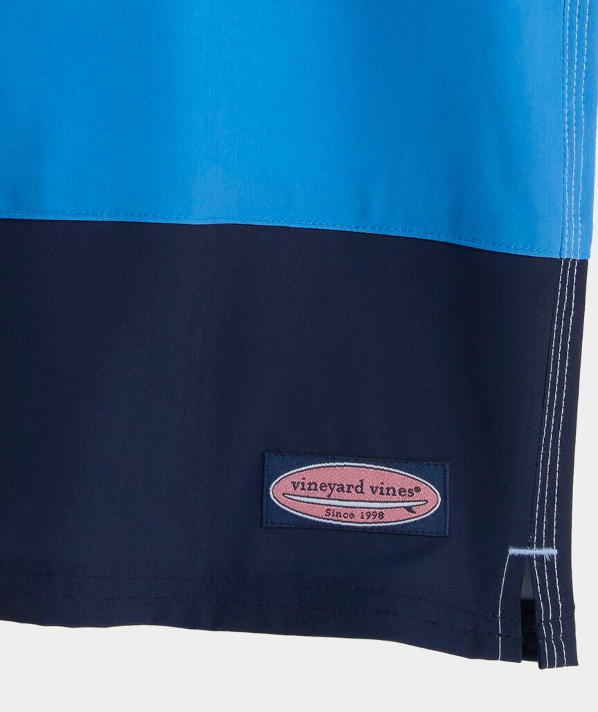 7 Inch Colorblock Piped Chappy Swim Trunks Product Image