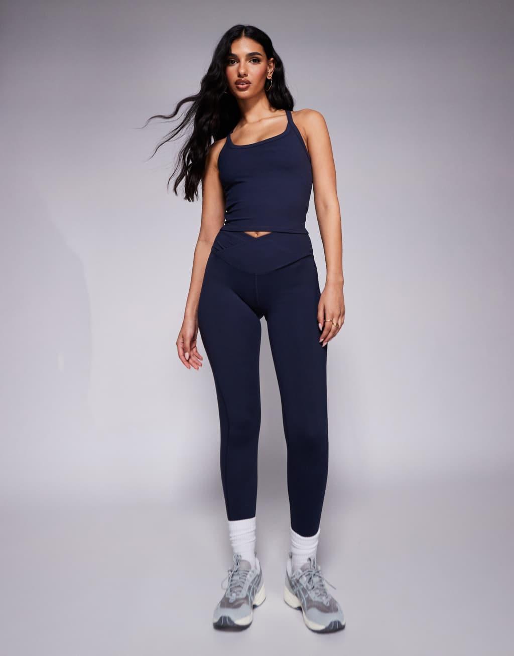 4505 Icon soft touch yoga cami with inner bra in midnight navy  Product Image