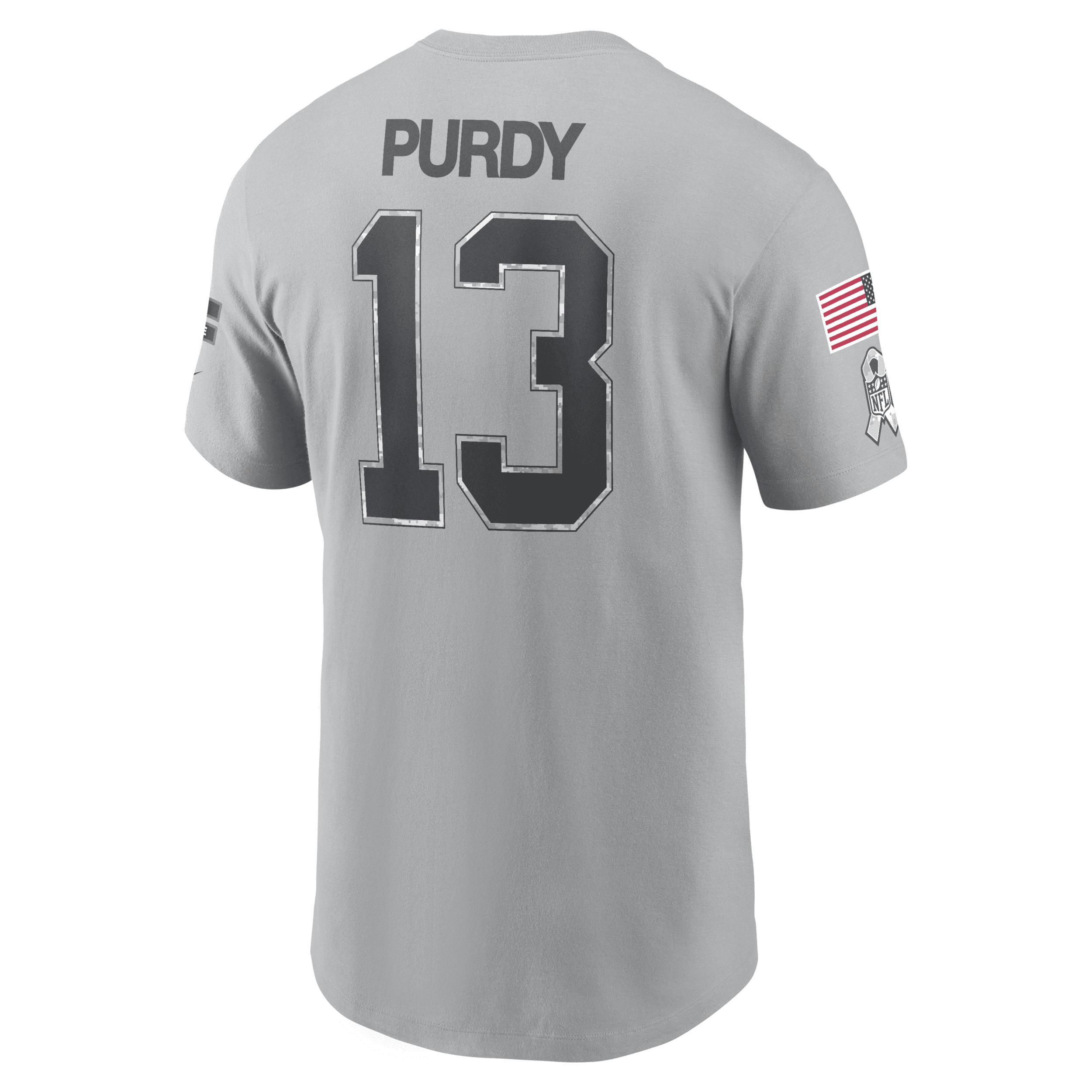 Men's Nike Brock Purdy Gray San Francisco 49ers 2024 Salute To Service Name & Number T-Shirt, Size: 2XL, Grey Product Image