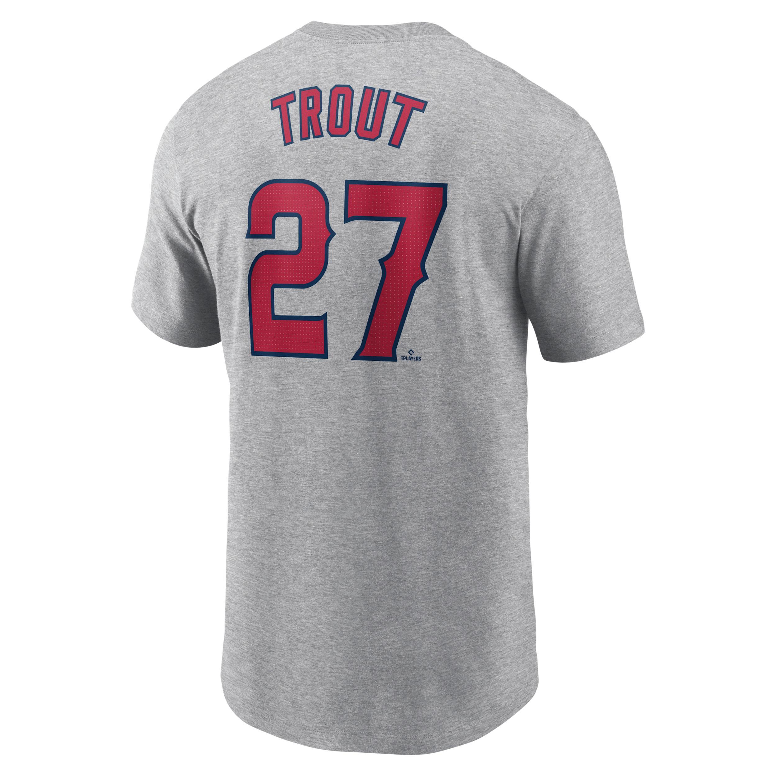 Men's Nike Mike Trout Gray Los Angeles Angels Fuse Name & Number T-Shirt, Size: 2XL, Grey Product Image