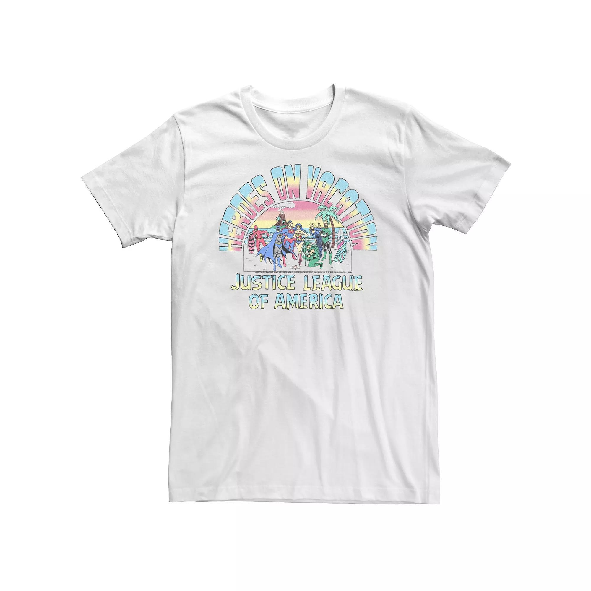 Big & Tall DC Comics "Heroes On Vacation" Tee, Men's, Size: 5XL, White Product Image