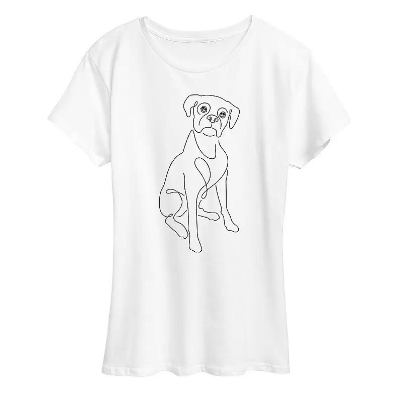 Womens Simple Line Drawing Of Dog Graphic Tee Grey Gray Product Image