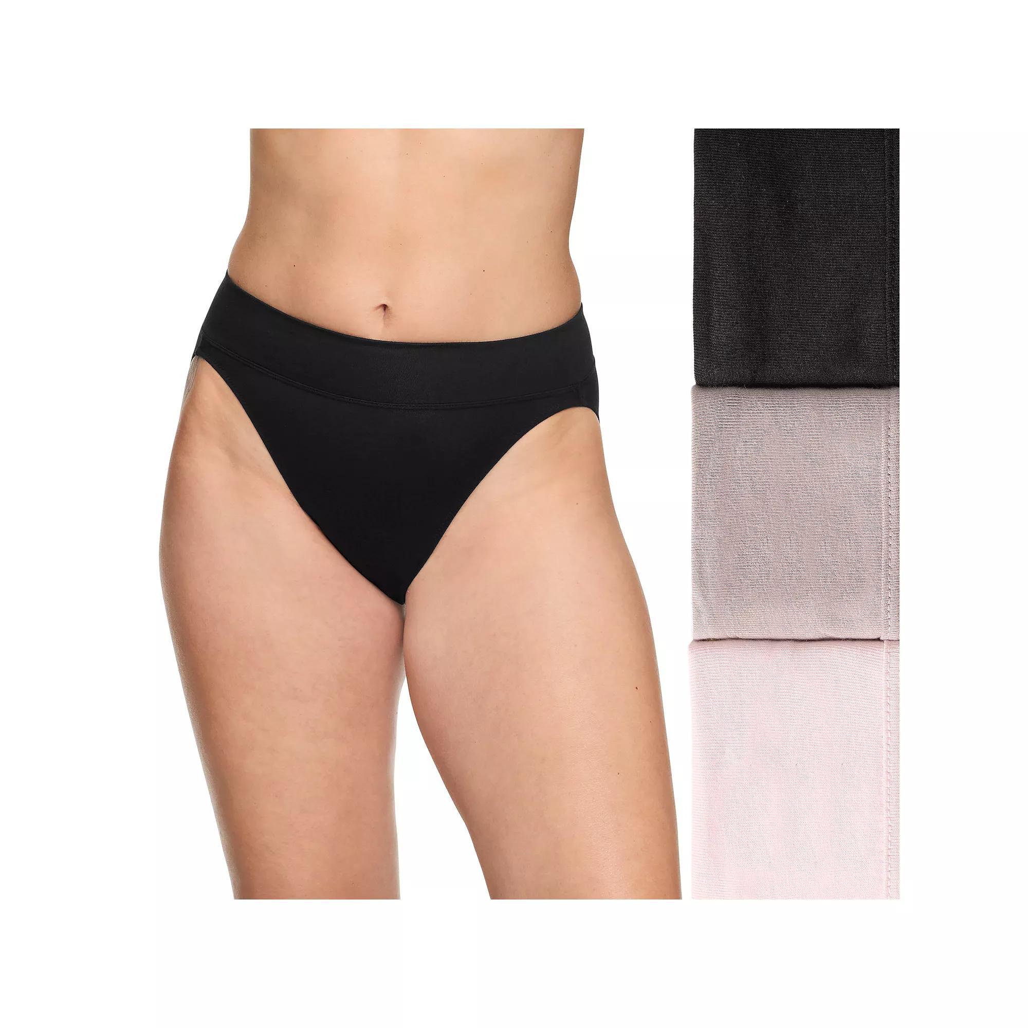 Womens Warners No Pinching No Problems 3-pk. Dig-Free Mid-Waist Hi-Cut Panty RT4403P Product Image