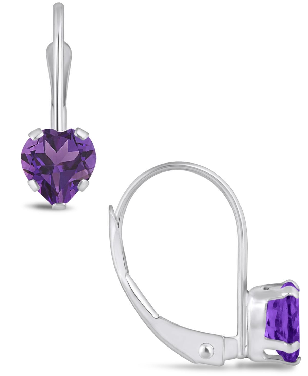 Celebration Gems 10k Gold Heart Shape Amethyst Leverback Earrings, Women's, 10k Whgold Product Image