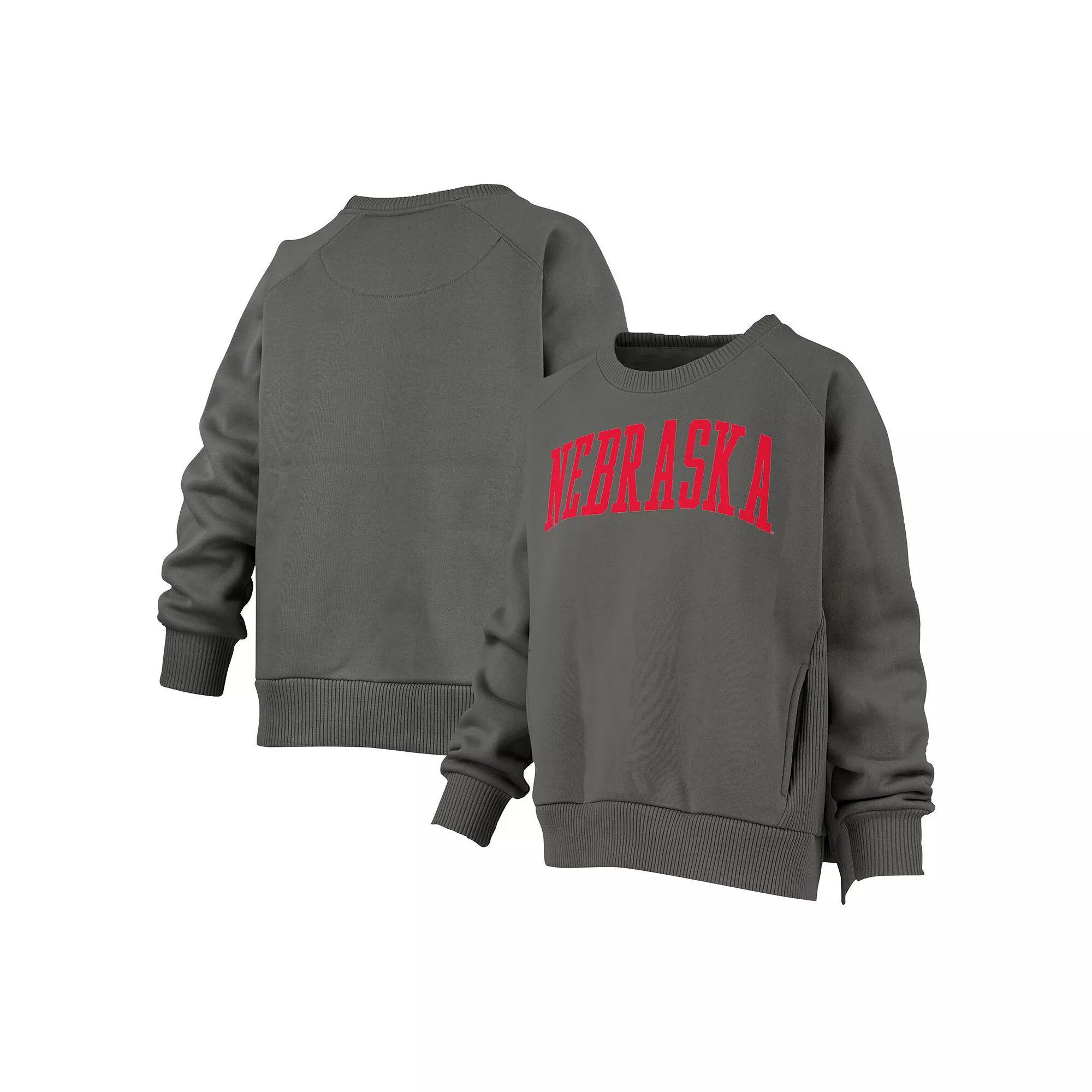 Womens Pressbox Charcoal Minnesota Golden Gophers Pocketed Raglan Pullover Sweatshirt Product Image